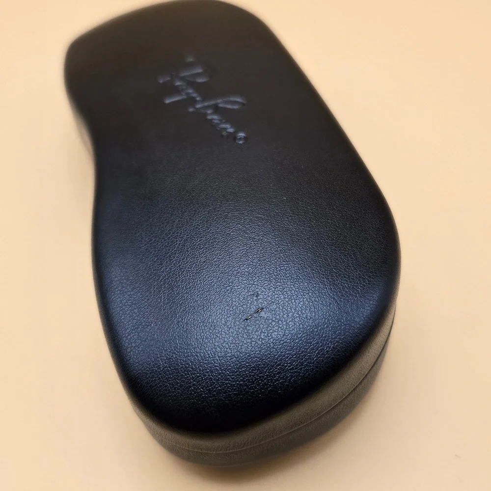 Ray-Ban Brown Hard Shell Sunglass Case Clamshell Logo Textured Eyewear Protector
